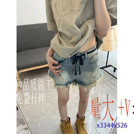东南亚跨境女装批发高腰牛仔短裤女夏季女抖音小红书一件代发货源