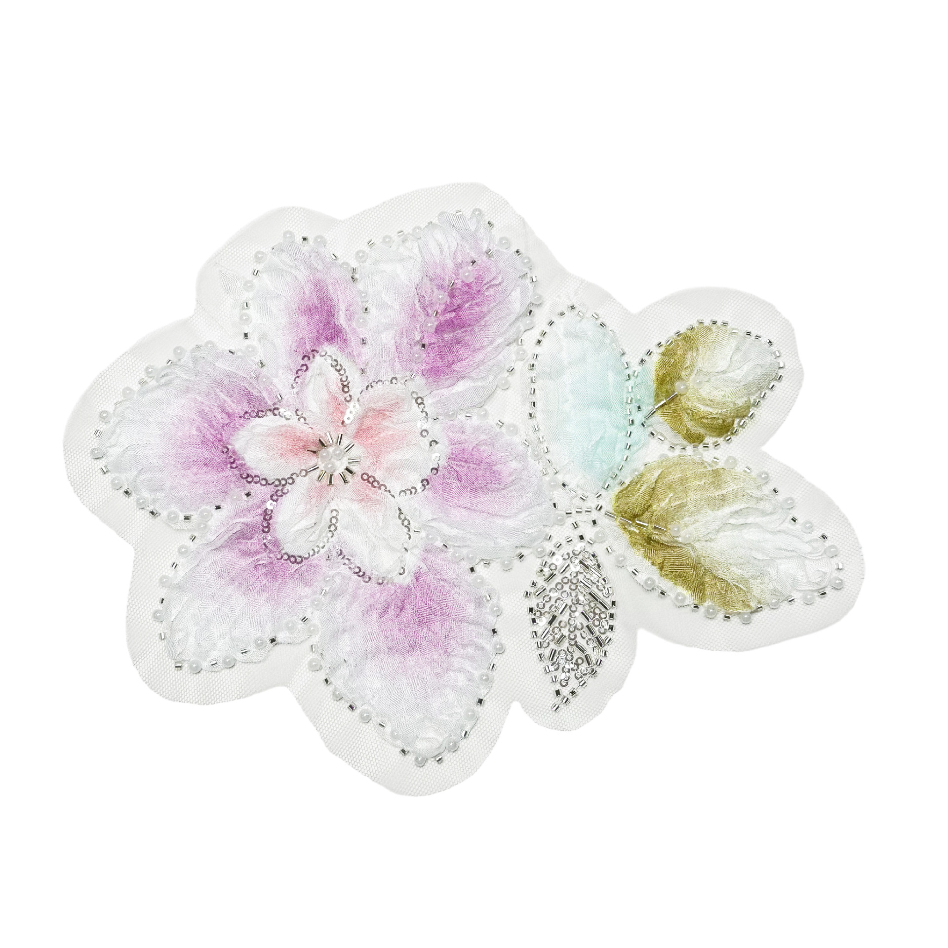 Flores tridimensionales de color tela bordada pegada perlas encaje parche vestido de boda cheongsam vestido accesorios pegada tela