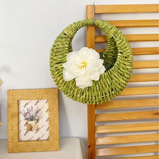 Cross-Border Fresh Corn Rope Wall Hanging Basket Creative Hand-Woven Storage Basket Multi-Purpose Wall Decoration Wall Hanging Wall Decoration