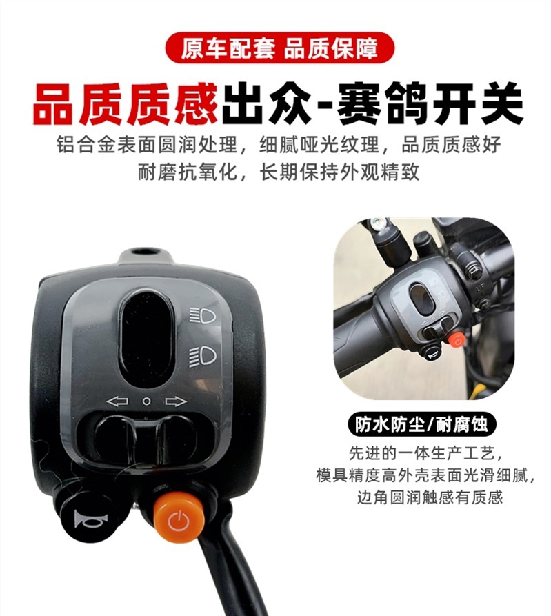 Electric Racing Pigeon Black Knight A10/B2/B3Plus Combination Switch Horn Start Dual Flash Gear Shift Handlebar Assembly