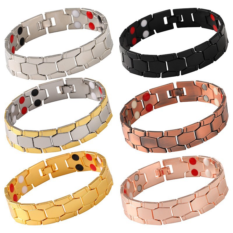 Pulsera popular transfronteriza para hombre, pulsera hexagonal esférica con imán, versión ancha cuatro en uno, pulsera para pareja, joyería de metal