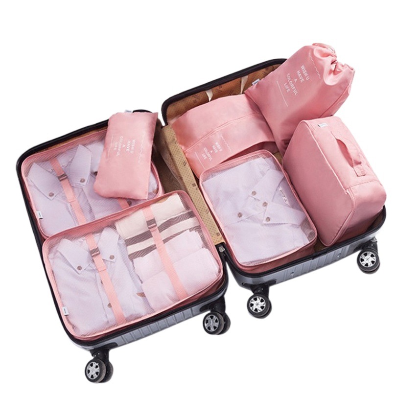 Twill Travel Waterproof Storage Bag 7-Piece Suitcase Clothes Sorting Storage Bag suit 7-Piece Set