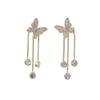 Advanced earrings, high-end, Japanese and Korean, light luxury style, double wear, diamond encrusted