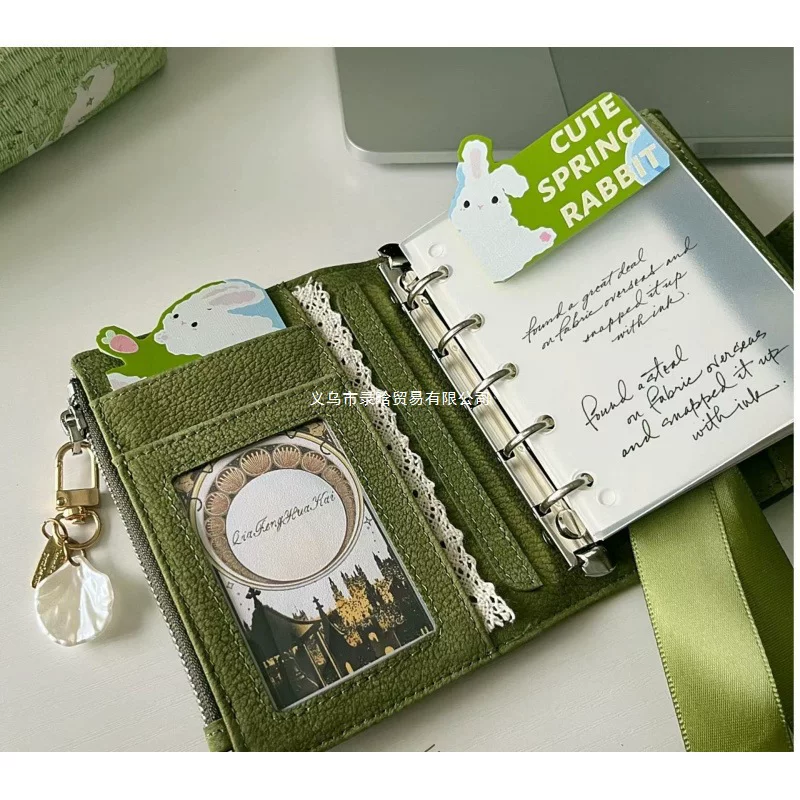 Olive green loose-leaf handbook notepad schedule plan diary small book portable pocket book thickened