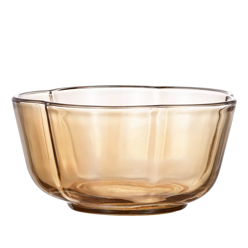 Cuenco de cristal con tapa para cocina, frutero doméstico, alto valor estético, color té simple, venta al por mayor de fábrica, cuenco de cristal en stock.