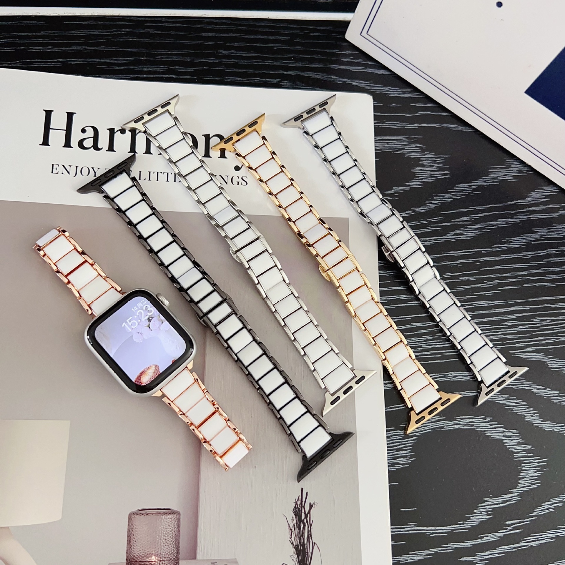 Suitable for Apple S11 Watch Strap Iwatch1-10 Generation Imitation Ceramic Steel Strap Xiaomi 10/9 Huawei Fit43