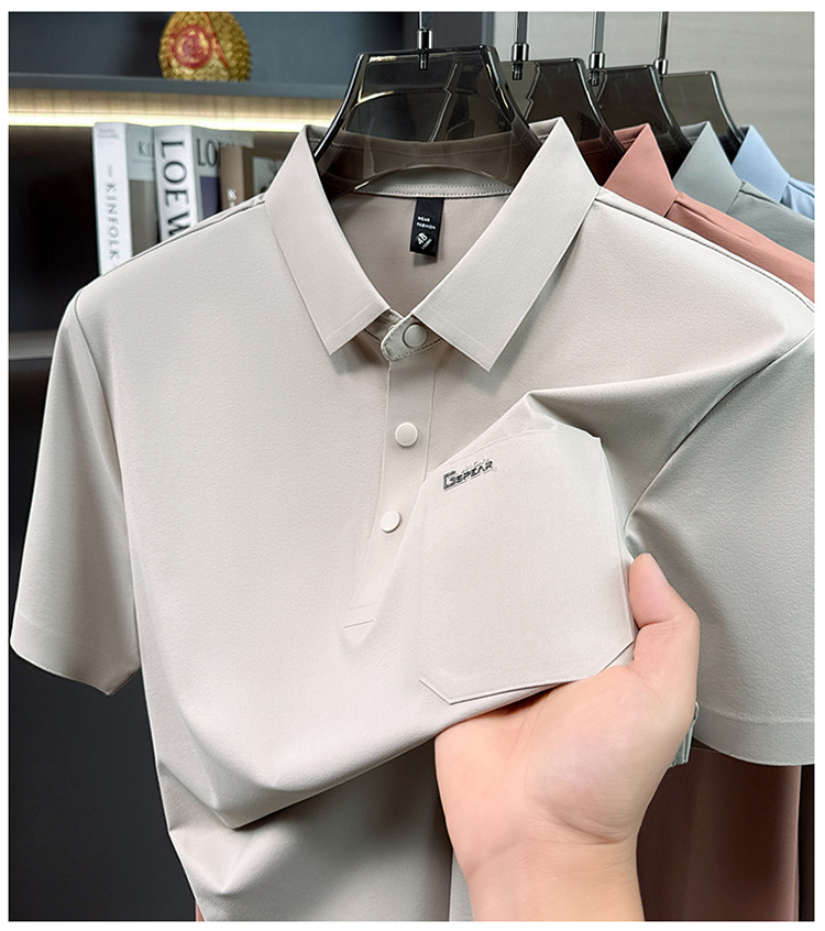 Áo polo nam tay ngắn cổ bẻ phong cách doanh nhân trung niên — Xanh da trời2810 chi tiết 12