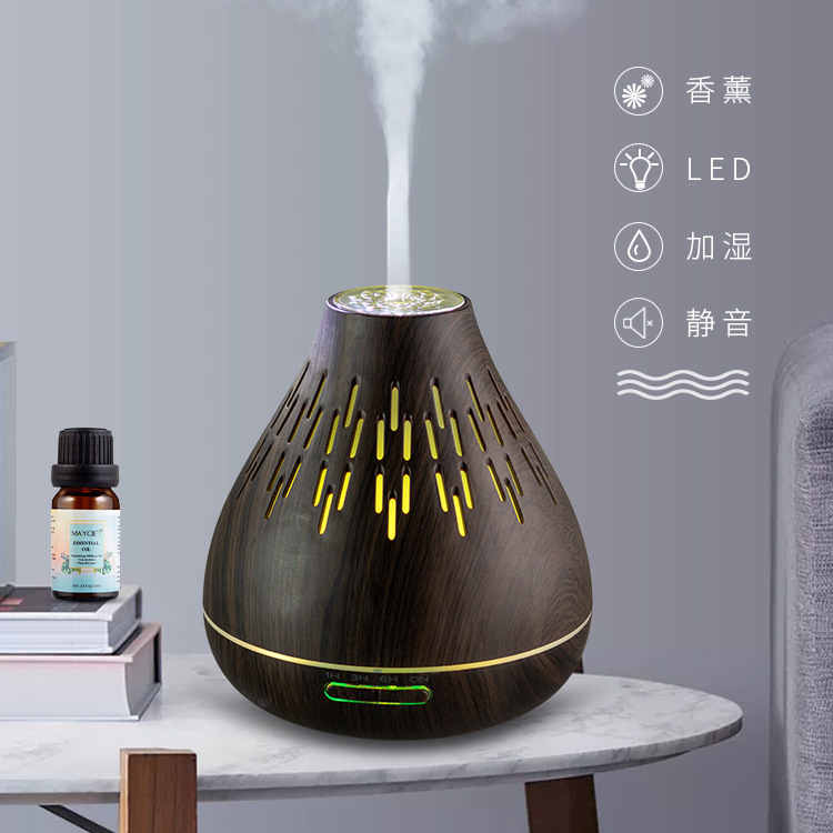 Amazon aromatherapy machine household essential oil diffuser large capacity wood grain pointed mouth humidifier office small