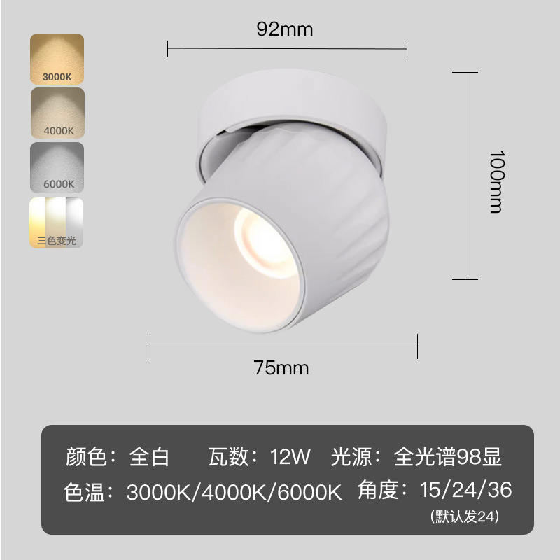 Luz abierta ángulo ajustable LED lámpara de techo hogar sala de estar sin lámpara principal taza profunda anti-reflejo COB pequeña lámpara de techo