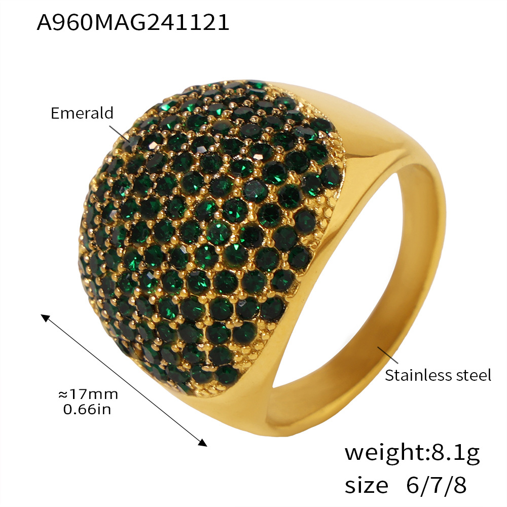 A960-full diamond emerald ring