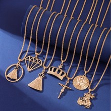 欧美嘻哈速卖通热销爆款立体人头像十字架吊坠项链hiphop毛衣链