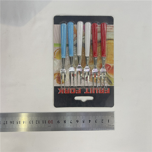 Stainless steel small fruit fork light luxury household fruit fork set simple cross-border fork round handle fruit fork set