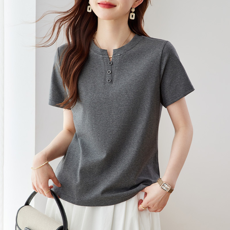 Women's Short-Sleeve T-Shirt 2026 New Summer Hot-Selling Slim-Fit Gray Top Half-Sleeve Tee Shirt Women's Short-Sleeve T-Shirt 2026 New Summer Hot-Selling Slim-Fit Gray Top Half-Sleeve Tee Shirt