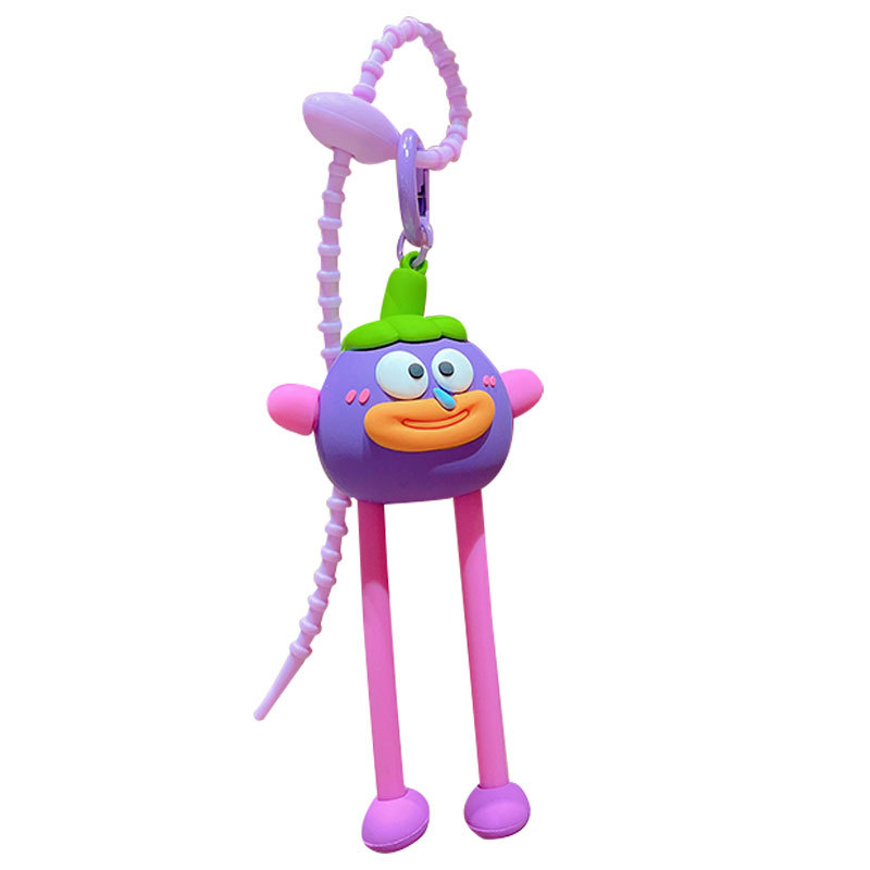 Cartoon stretch ugly fruit gentleman keychain creative pull decompression doll couple car bag pendant gift Cartoon stretch ugly fruit gentleman keychain creative pull decompression doll couple car bag pendant gift