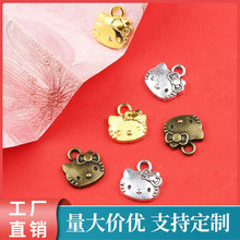 W046KT猫吊坠古银古铜diy锌合金饰品配件手链毛衣链挂件厂家直供