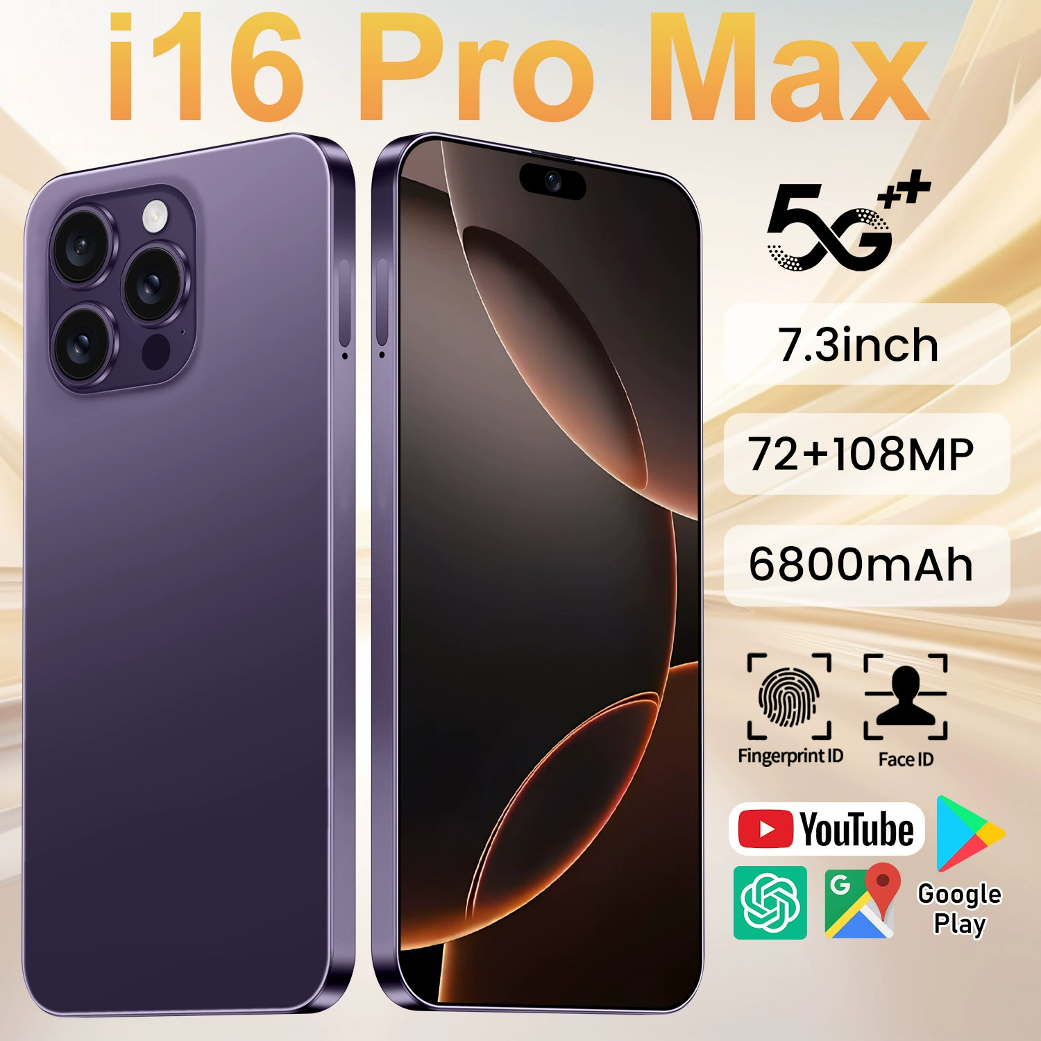 Smartphone i16 Pro Max, 16 GB RAM, 5G, Dynamic Island, Android 14