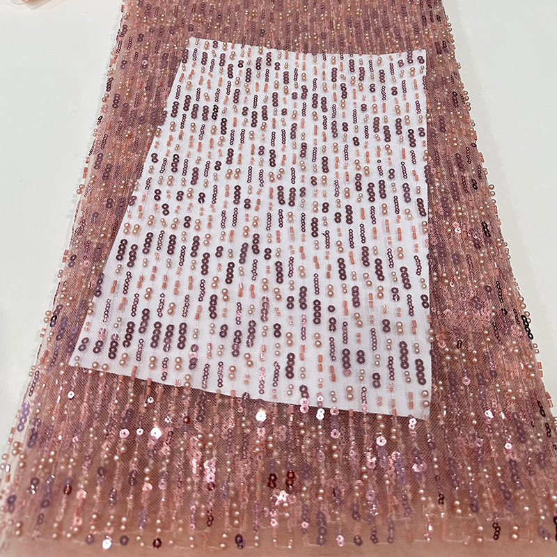 simple rectas cuentas tubo cuentas sequinilla tela bordada vestido de boda tela de vestido de noche sequinilla hecha a mano tela bordada