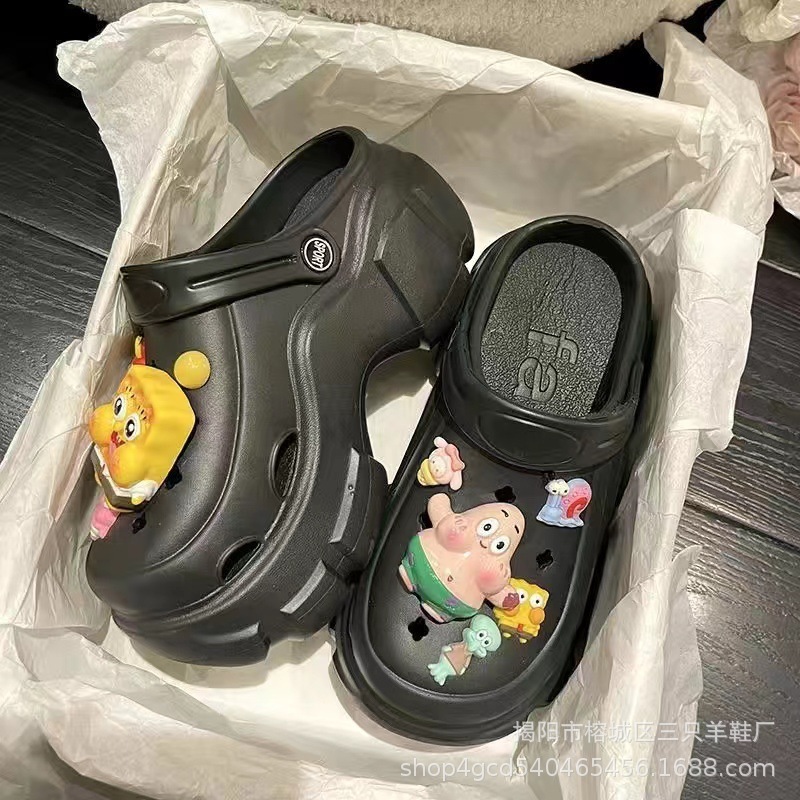 厚底洞洞鞋女款新款增高防滑时尚网红爆款沙滩凉拖鞋外穿夏季|undefined