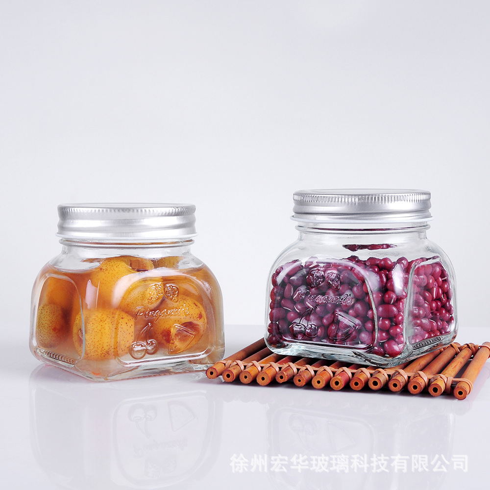 批发方罐糖果罐密封玻璃储存罐玻璃酱菜瓶梅森罐头瓶果酱辣椒酱瓶