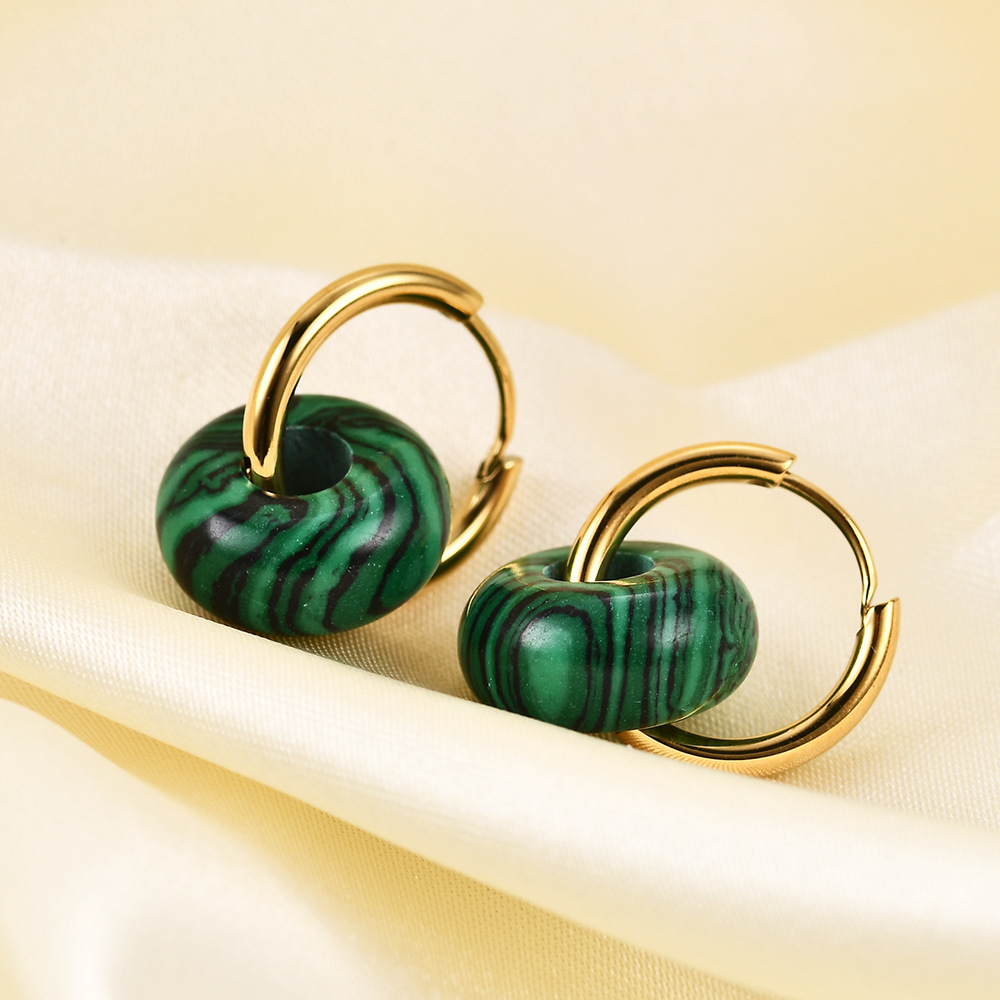 Retro Round Stainless Steel Drop Earrings 1 Pair