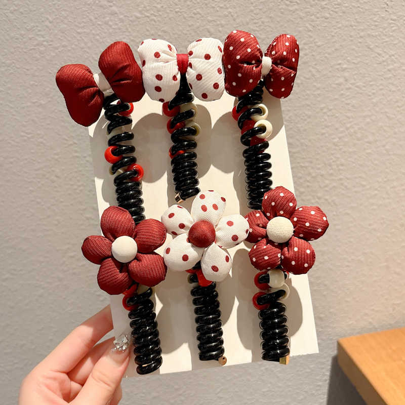 Flores para niños línea telefónica anillo de cabello de burbuja trenzada cuerda de cabello de correa de cabello de niña joyería de cabello de cola de caballo