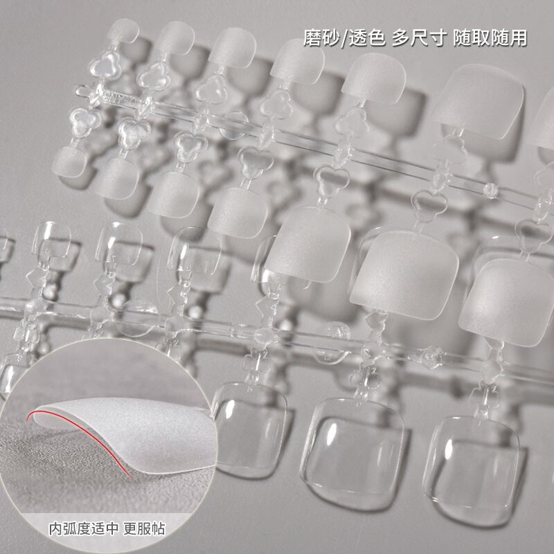 脚甲片美甲贴片超薄透明无痕磨砂延长脚趾假指甲片美甲店专用工具|undefined