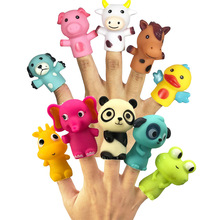 儿童手指偶仿真软矽胶恐龙卡通动物冰雪玩偶宝宝益智互动玩具套组
