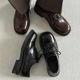 英伦方头德比鞋爆款外贸高级商务正装增高结婚棕色新郎男大头皮鞋