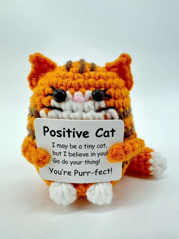 跨境亚马逊热销新品可爱Positive Crochet Cat 钩针小猫积极玩偶|undefined