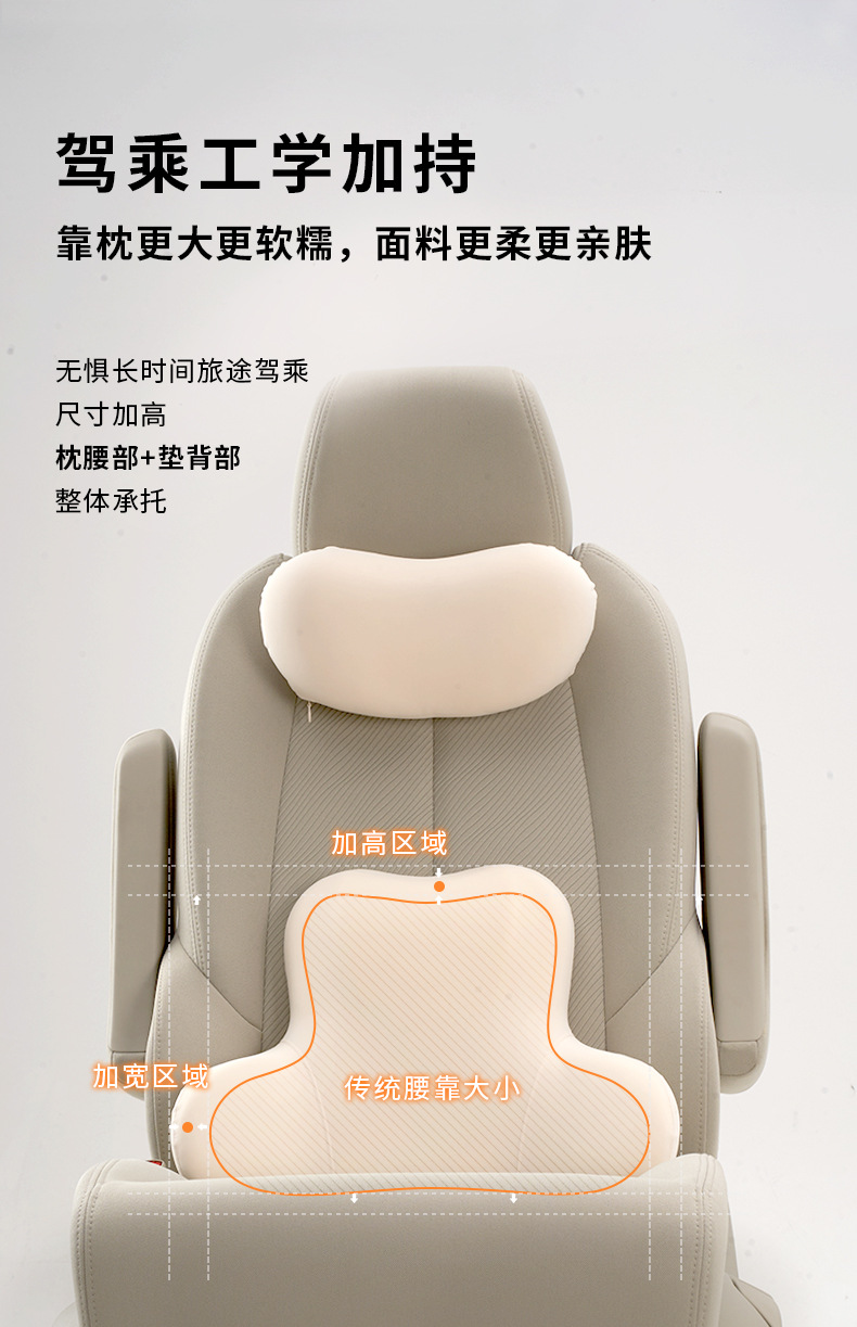 Cross-Border Wholesale Cute Car Lumbar Support Cushion, Comfortable Car Headrest, Neck Pillow, Slow Rebound Lumbar Support