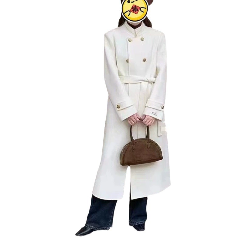 Популярное онлайн популярное Новое двустороннее шерстяное пальто 2024, длинное наплечное пальто в Корейском стиле, тонкое шерстяное пальто в наличии