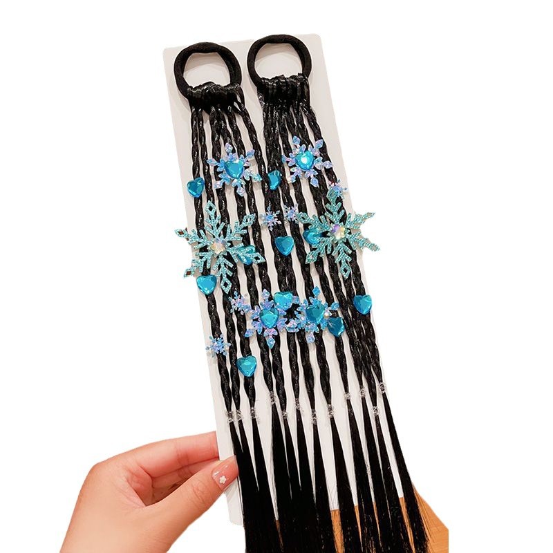 Princesa de nieve para niños peluca trenzada anillo de cabello de cola de caballo alta trenzada cabello de boxeo dulce y fresco trenzado