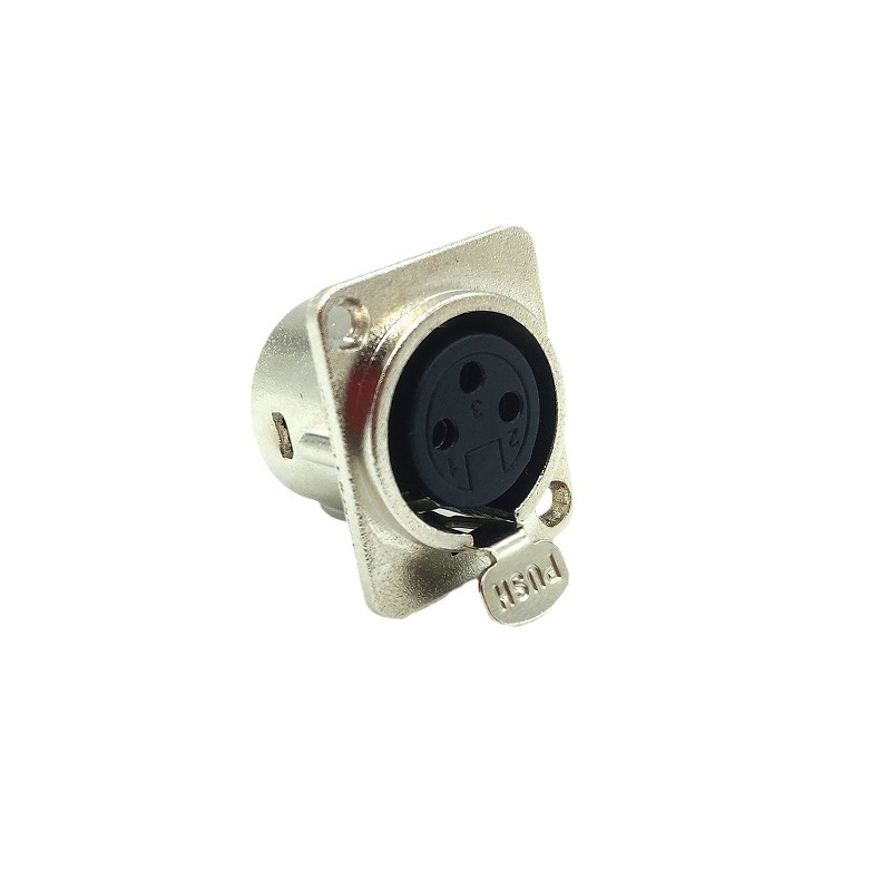 D型金属面板卡侬头插座三芯面板母头插座 音响话筒舞台灯光插座