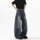 American Jeans Men's 2025 Spring, Summer, Autumn and Winter New Fashion Brand Deconstruction High-grade Ripped Wide-leg Scimitar Pants