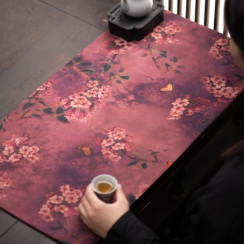 Double-sided fragrant cloud yarn tea mat wholesale new Chinese style Zen retro table flag cloth coffee table insulation pad dry bubble pad tea tablecloth