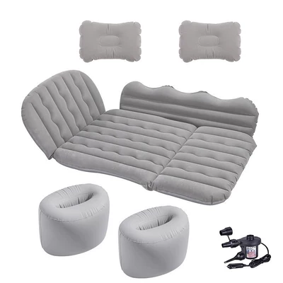Vehicle-mounted inflatable bed – back seats, in-car air cushion - default-item-thickened-flocked-37-size-large-side-barrier-in-gray-dual-storage-ottomans-electric-pump