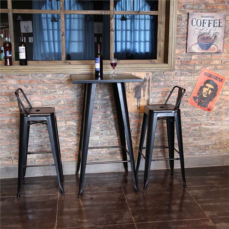 Sillas de bar industriales de hierro forjado al aire libre de madera maciza mesa de bar simple taburete de café mesa de bar sillas