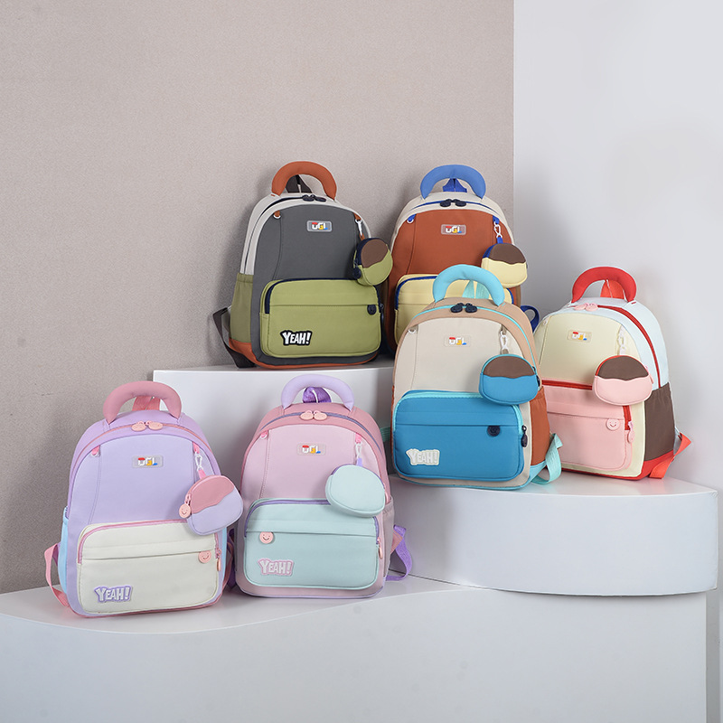 Mochila de clase de estudiantes de primaria de gran capacidad, nueva mochila coreana para niños y niñas, mochila infantil de color contrastante de moda transfronteriza