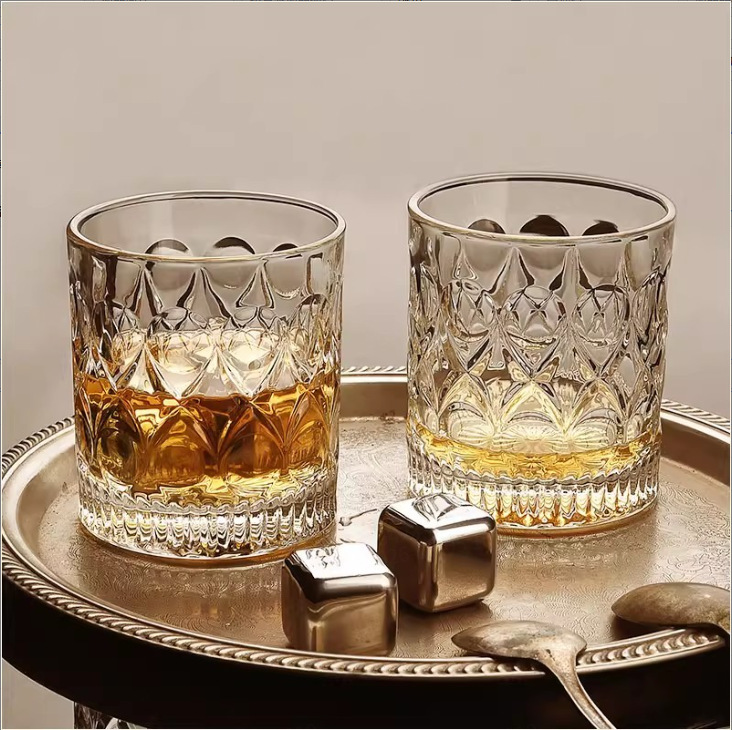 Vasos de whisky para uso doméstico, vasos de cristal vintage, vasos de cerveza creativos estilo ins, juego de bar