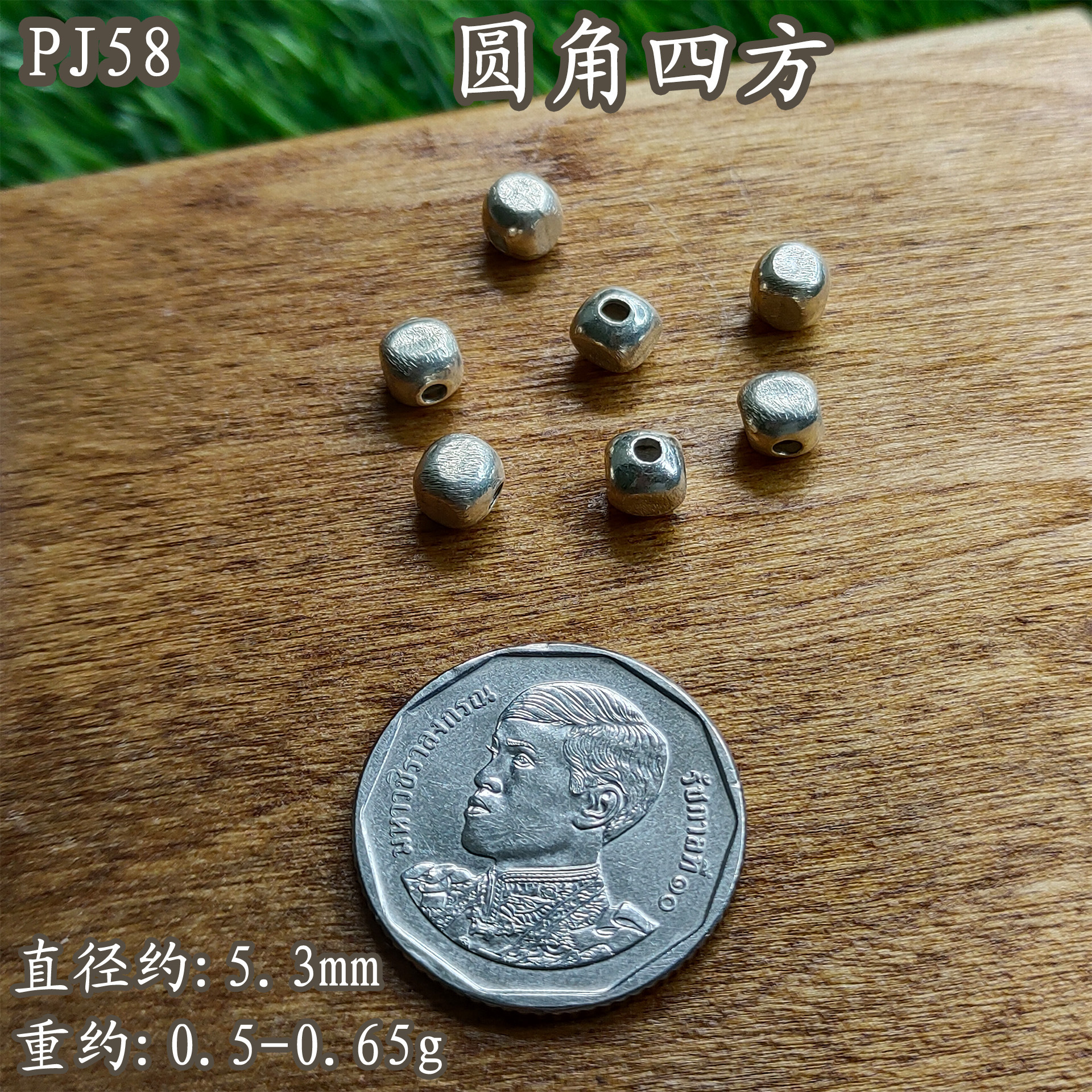 Pure 925 Silver Thai Handmade Silver Jewelry Vintage Rounded Square Diamond Bead DIY Bracelet Jewelry Accessories