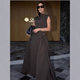 Sleeveless Slant Shoulder Metal Decoration dress European and American Cross-border Spring New Style Socialite Style Tight Waist Long Dress