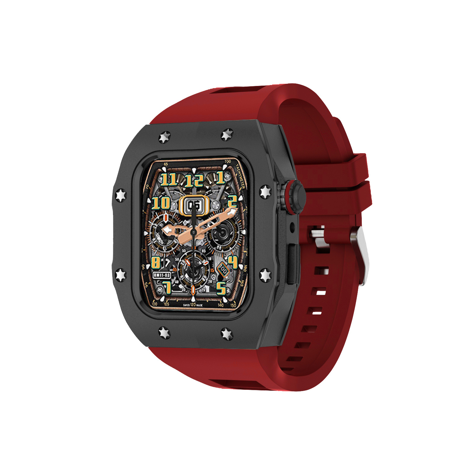 Adecuado para Apple Watch modificación Shell Apple reloj protector Shell integrado Correa armadura caja de metal 44/45