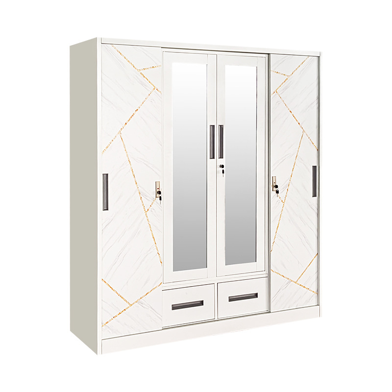 Hierro de impresión armario dormitorio del hogar simple armario puerta corredera gabinete de almacenamiento para sala de alquiler image 6