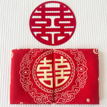 结婚枕巾纯棉三层纱布大红色枕巾一对装陪嫁喜嫁喜字枕头垫巾