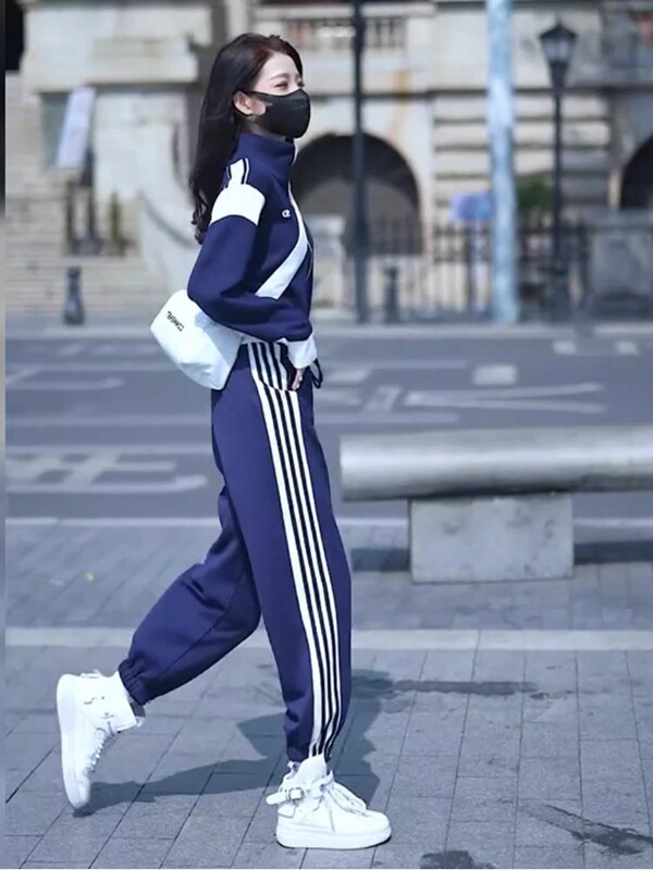 工場店2025年新型ネット赤ファッションカジュアル運動服セット女子春秋長袖長ズボン2セット|undefined