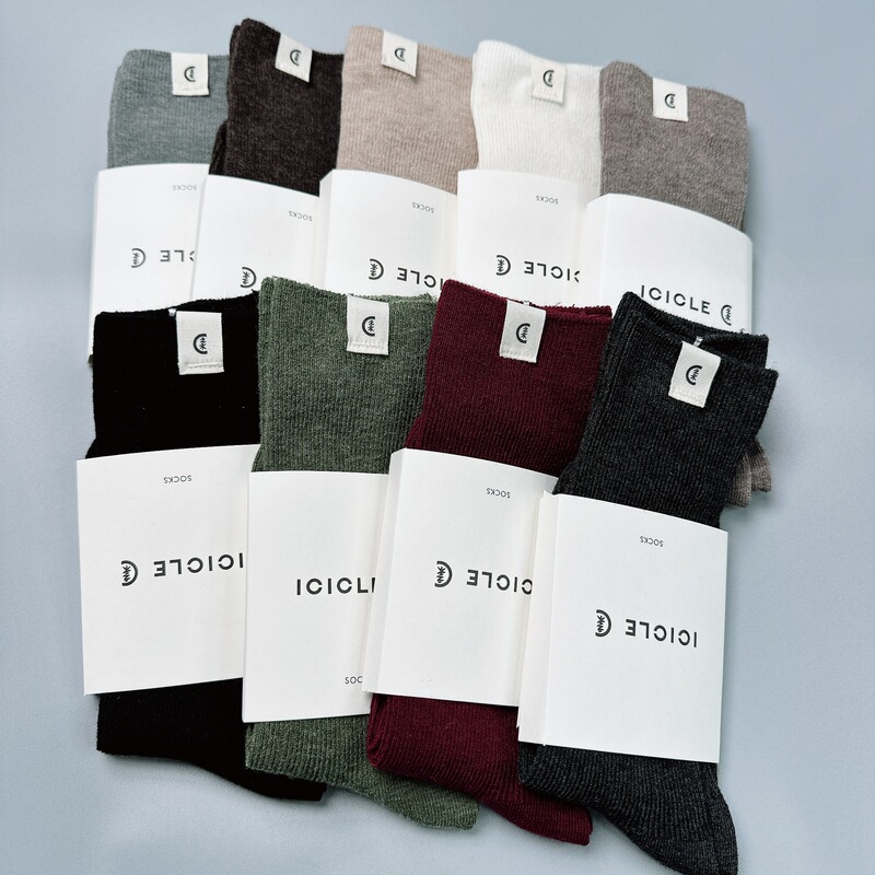 Zhihe Wool Socks Ic Wool Women's Socks Xiaohexiaozhi Double-Needle Socks Cross-Border Purchasing Xiaohongshu Live Broadcast Cloth Label Socks