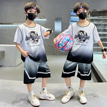 男童夏季休闲套装中大儿童运动短袖球衣新款速干童装篮球服两件套