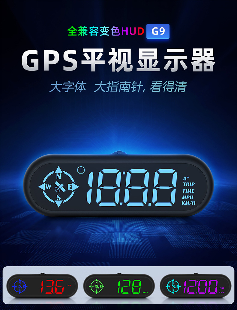 Colorful Hud Head-Up Display Beidou Satellite Electronic Dog Universal Car Navigation Locator Speedometer