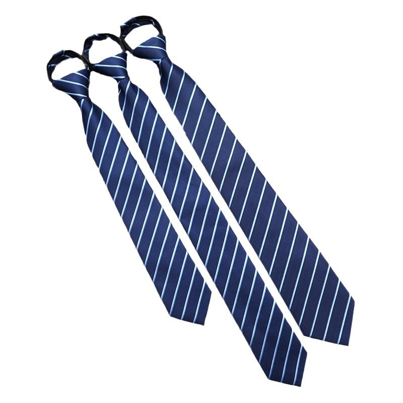 Cravatta con cerniera uomo stile coreano blu a righe formale_voghion.com