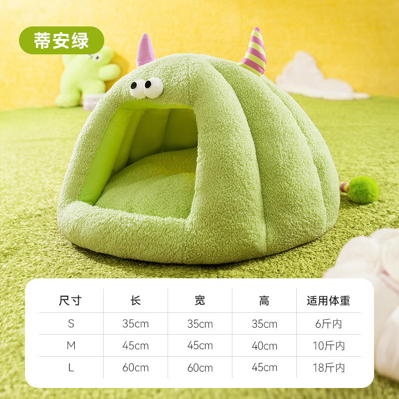 Otoño y invierno gatos extraños pequeños monstruos modelados felinos cerrados perros cálidos mochilas a prueba de viento Teddy pet nido